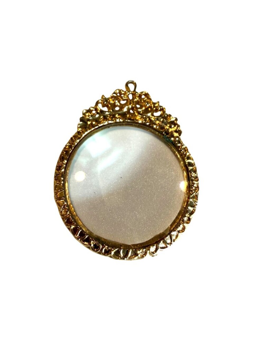 VTG Gold Handheld Magnifying Glass Pendant Ornate Frame Design Victorian Style - Picture 2 of 6